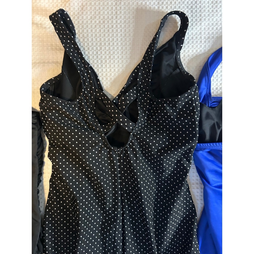 LOT OF 4 - Miraclesuit Magicsuit 1 Piece Swimsuits Black Polka Dot Blue Leopard - Picture 11 of 16
